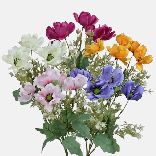 Anemone tekokukkakimppu satunnainen väri 31 cm - Tekokukat