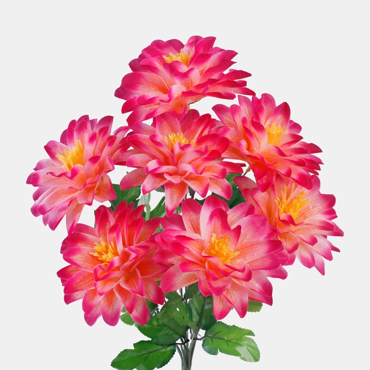 Dahlia x 7 tekokukkakimppu pinkki/violetti reuna - Tekokukat.fi