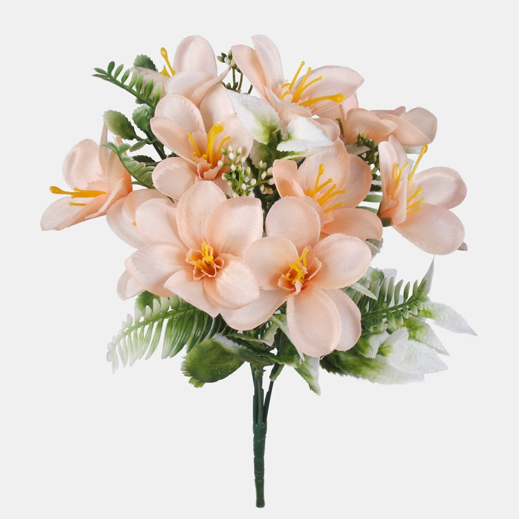 Freesia x 5 tekokukkakimppu vaalea persikka - Tekokukat.fi