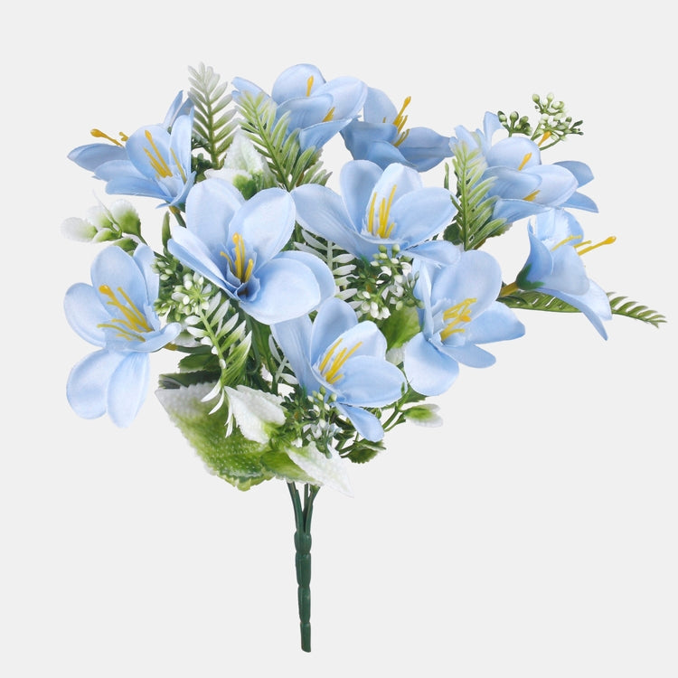 Freesia x 5 tekokukkakimppu vaaleansininen - Tekokukat.fi