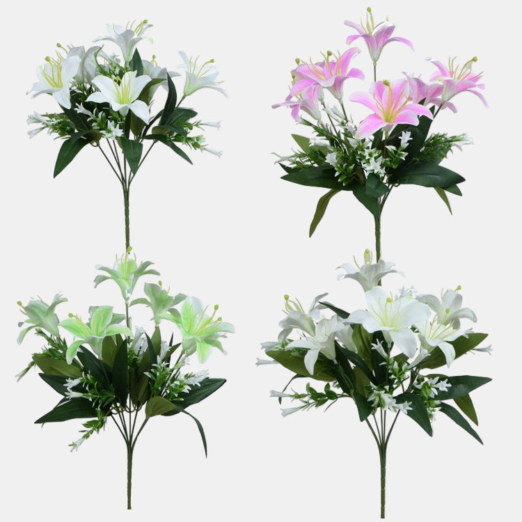 Lilja x 7 tekokukkakimppu satunnainen väri - Tekokukat.fi