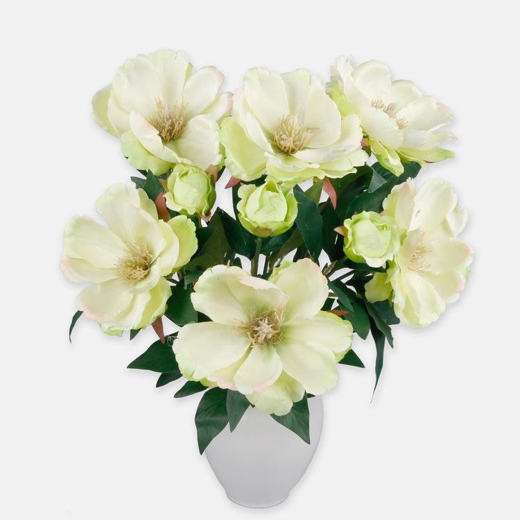 Magnolia tekokukkakimppu vaaleanvihreä - Tekokukat.fi