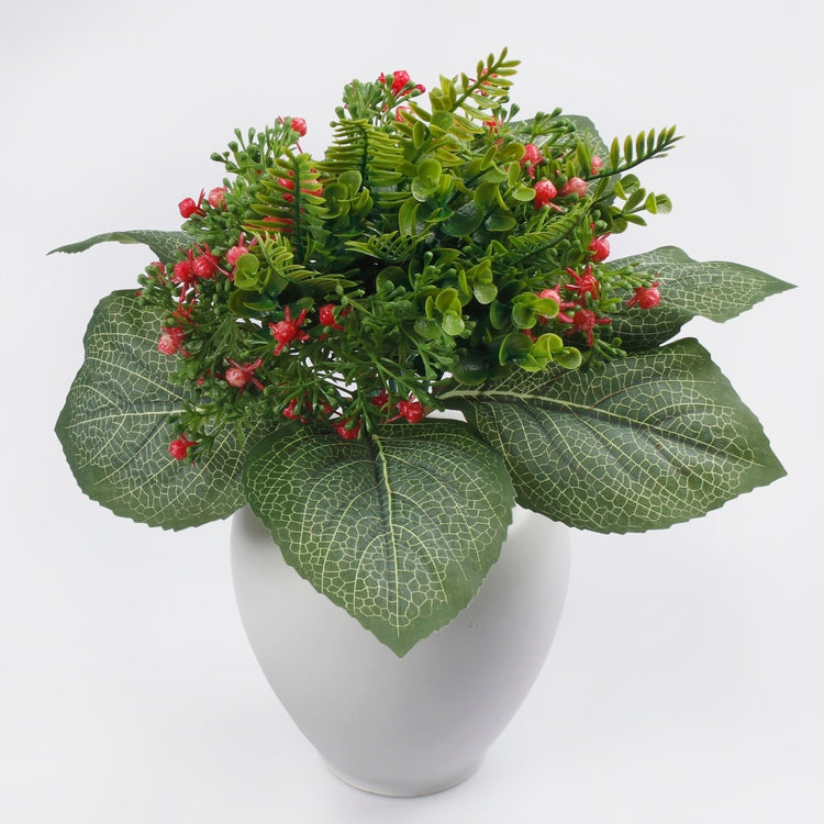 Marja saniaisella tekokukkakimppu satunnainen väri 1 - Tekokukat.fi