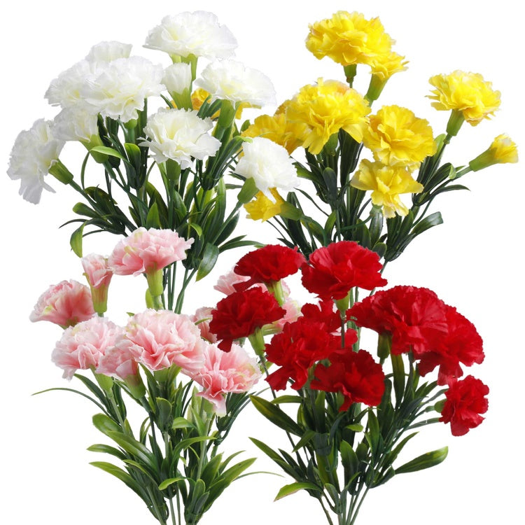 Neilikka tekokukkakimppu satunnainen väri 31 cm - Tekokukat