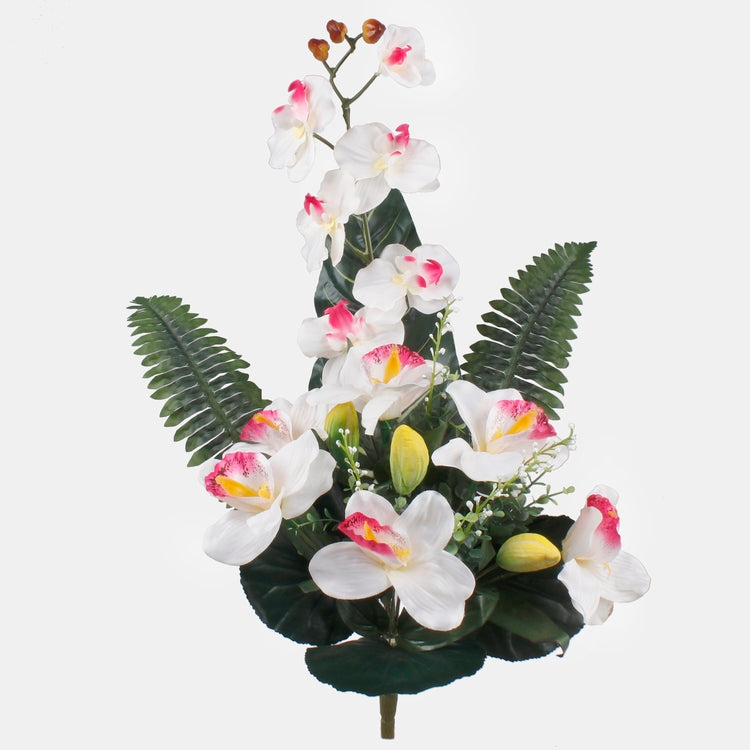 Orkidea tekokukkakimppu kermainen/keltainen - Tekokukat.fi