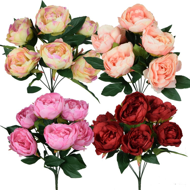 Pioni x 7 tekokukkakimppu persikka - Tekokukat.fi