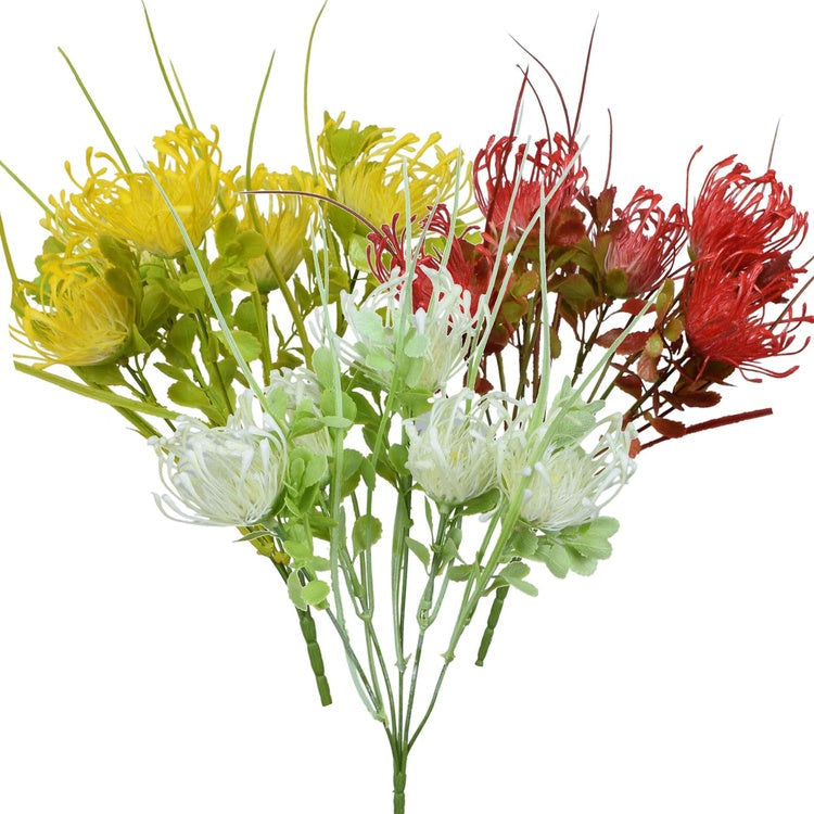 Protea x 5 tekokukkakimppu satunnainen väri - Tekokukat.fi