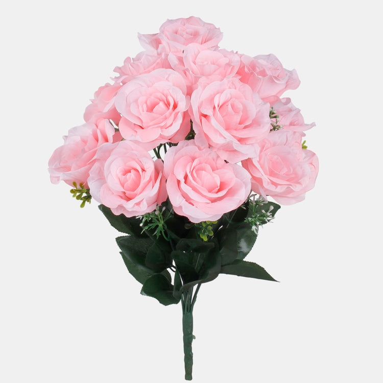 Ruusu x 12 tekokukkakimppu vaaleanpunainen - Tekokukat.fi