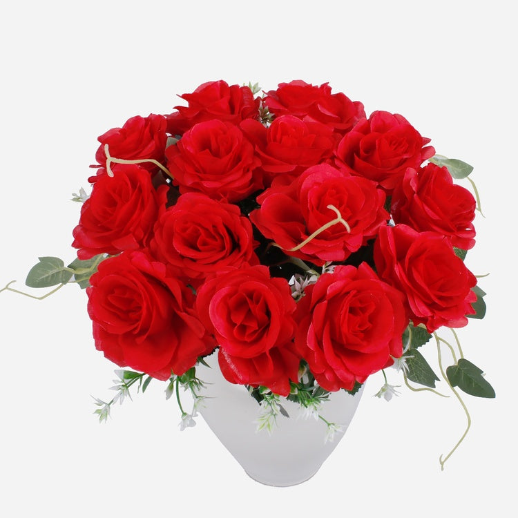 Ruusu x 14 tekokukkakimppu puhdas punainen - Tekokukat.fi