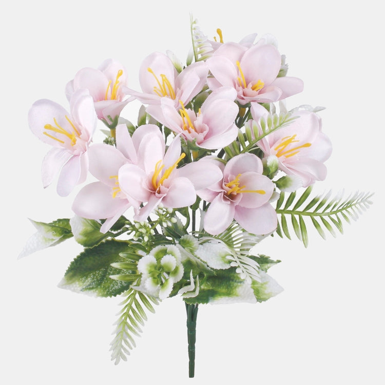 Vaaleanpunainen freesia tekokukkakimppu 30 cm - Tekokukat