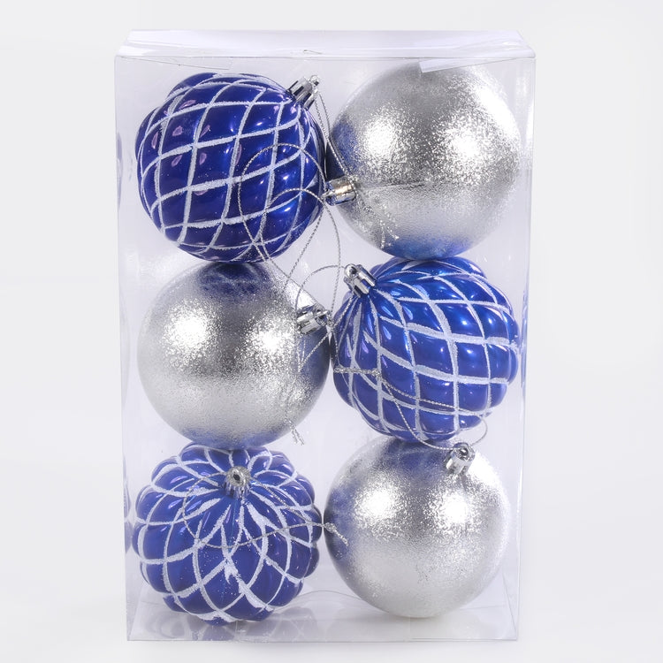 Joulukoristeita x 6 kpl Sininen/hopea - Tekokukat.fi