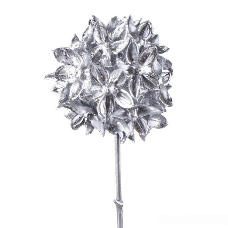 Metallinen kukkiva sipuli tekokukka hopea - Tekokukat.fi