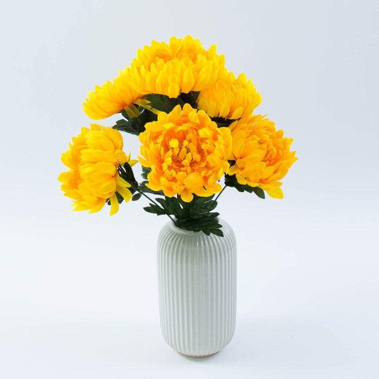 Gelber Chrysanthemen-Kunstblumenstrauß 45 cm