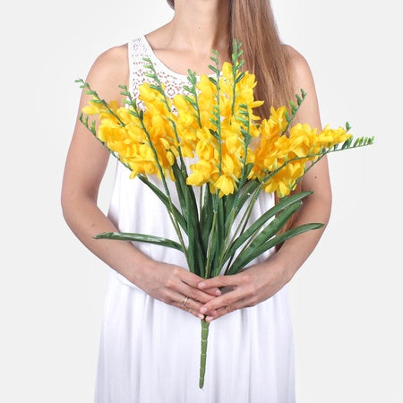 Freesia-kimppu x 12 tekokukkakimppu vaaleanpunainen