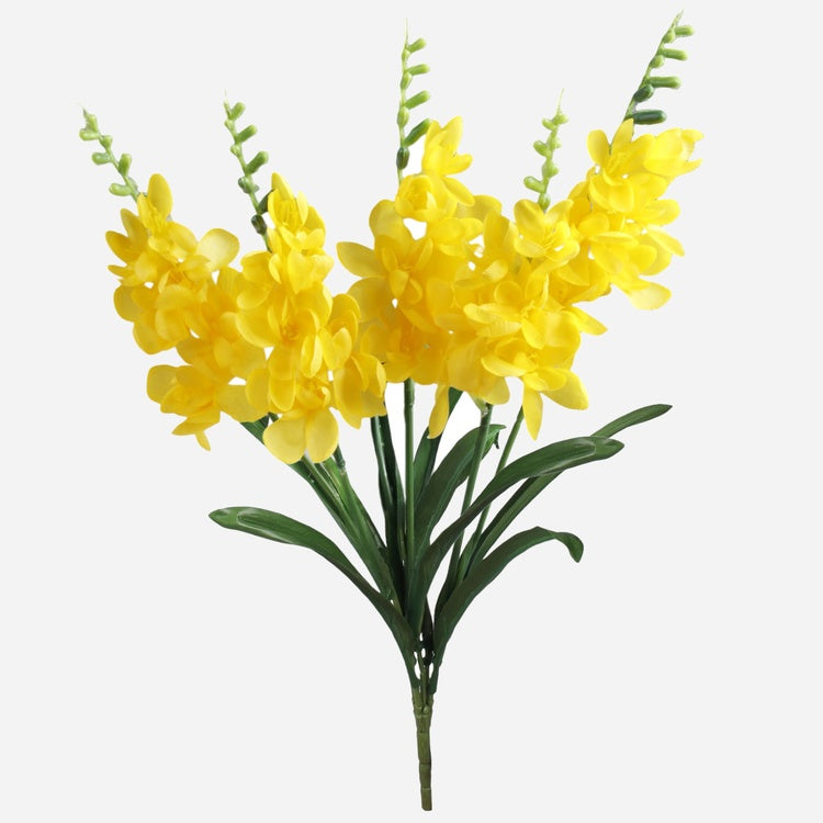 Freesia-kimppu x 5 tekokukkakimppu keltainen
