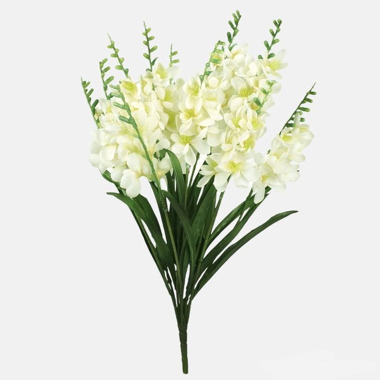 Freesia-kimppu x 12 tekokukkakimppu kermainen
