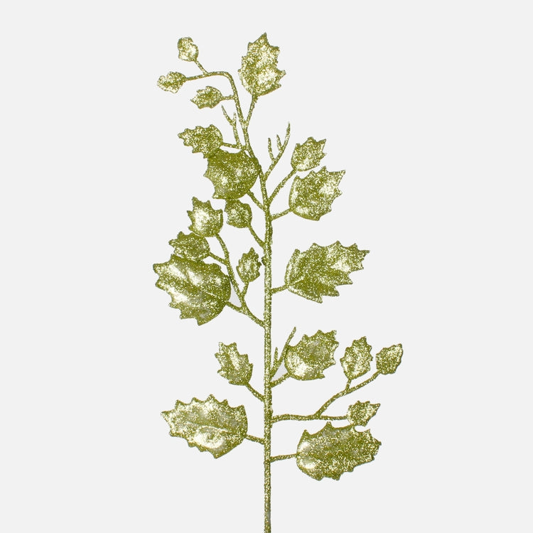 Koristeellinen oksa glitterillä Luutnantti Green - Tekokukat.fi