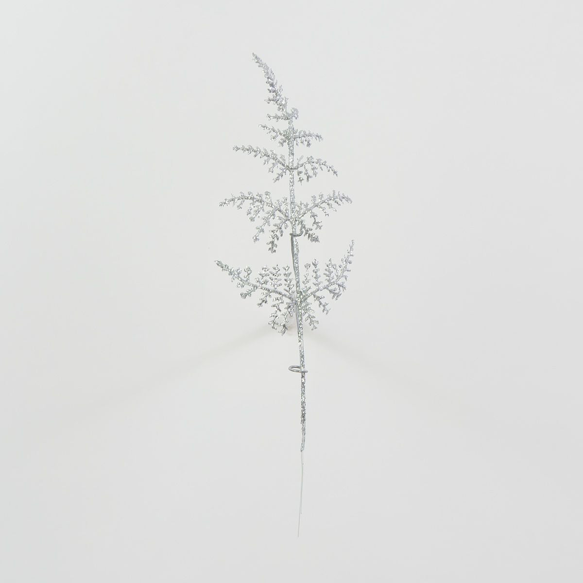 Hopeanvärinen saniainen – tekolehti, kimalle, 22 cm