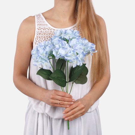 Hortensia x 5 tekokukkakimppu sininen