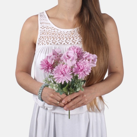 Hortensia / krysanteemi tekokukkakimppu sekoitus 1
