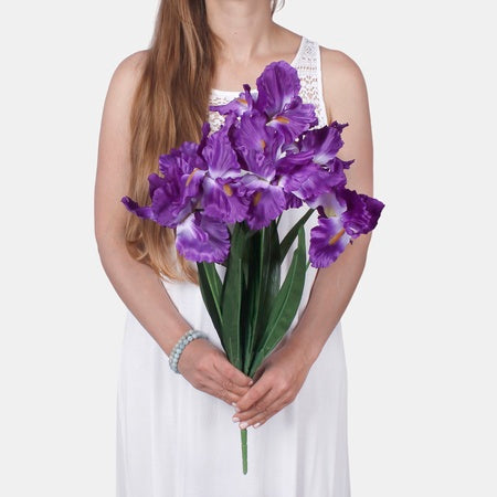 Iris x 7 tekokukkakimppu laventeli