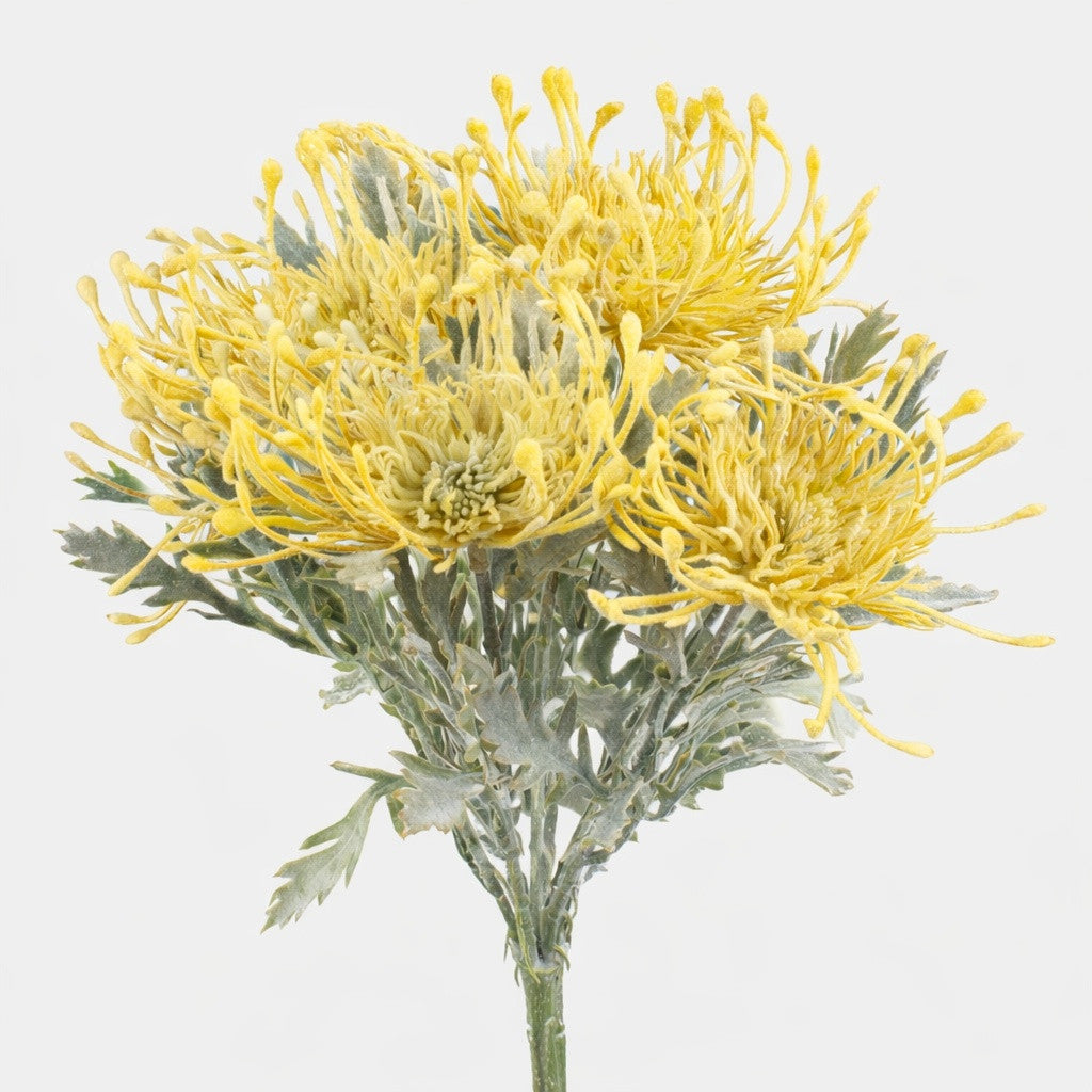 Keltainen protea – tekokukkakimppu, 32 cm