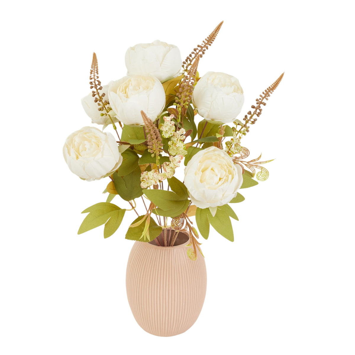 Kermanvärinen tekopionin kimppu, 45 cm