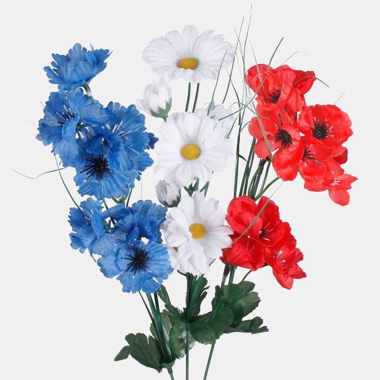 Künstlicher Blumenstrauß Mohn-Kornblume-Gänseblümchen mehrfarbig 40 cm