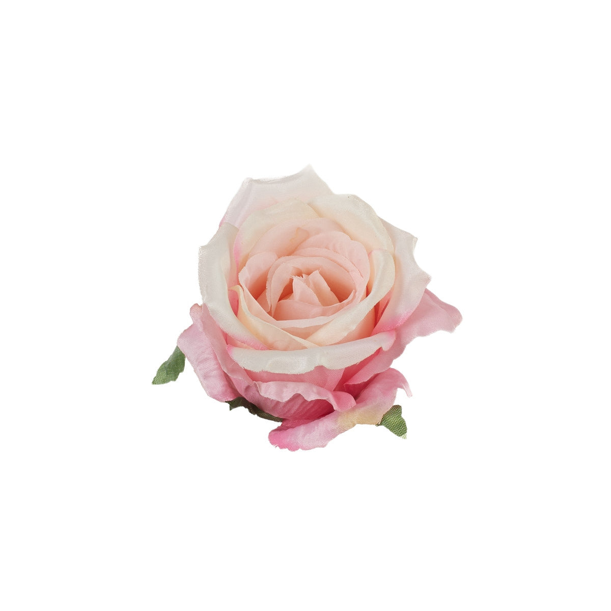 Persikka/vaaleanpunainen tekoruusun kukkapää, 9 cm