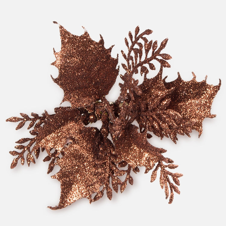 Joulutähti glitterillä klipsissä Ruskea - Tekokukat.fi