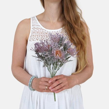 Protea x 5 tekokukkakimppu valkoinen