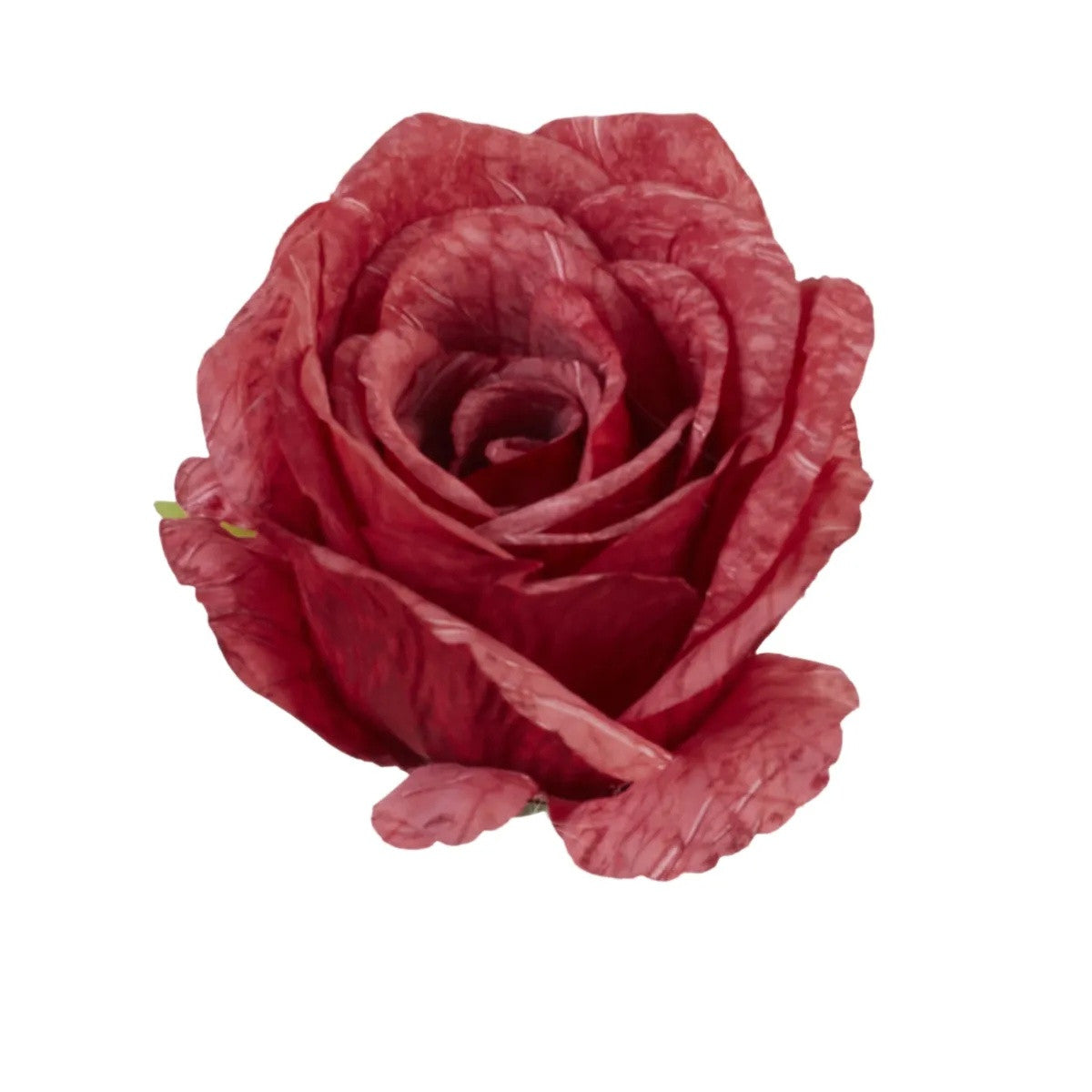 Punainen tekoruusun kukkapää, 10 cm