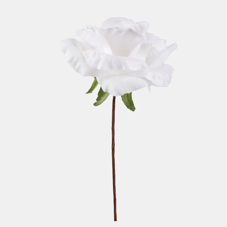 Huurrettu ruusu huipulla tekokukka valkoinen - Tekokukat.fi