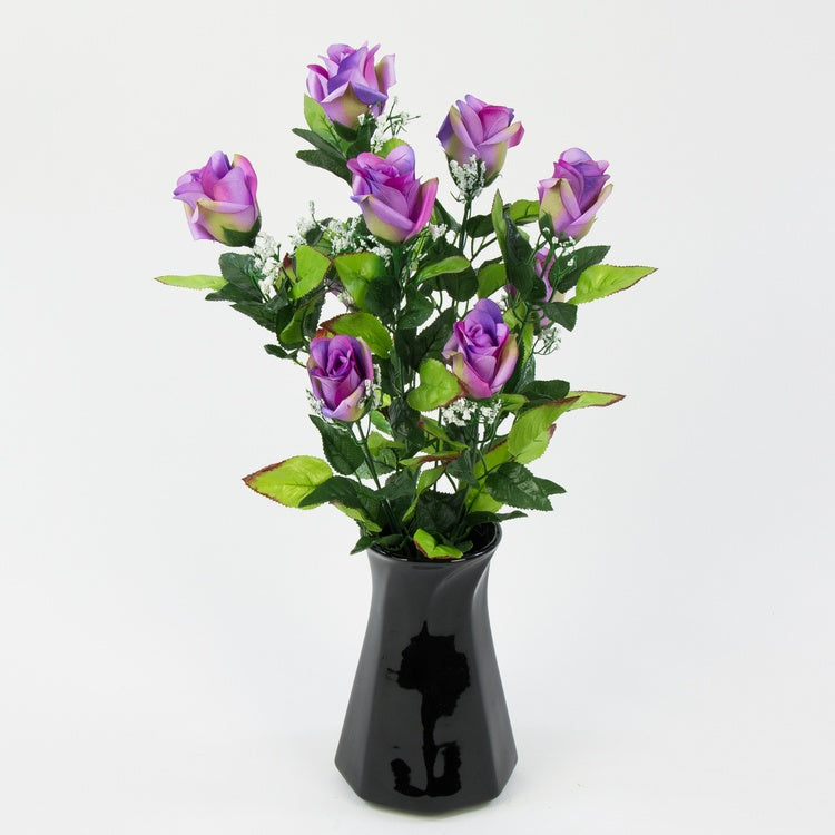 Ruusu silmukimppu x 9 T.T. Lila/ltn Vihreä - Tekokukat.fi