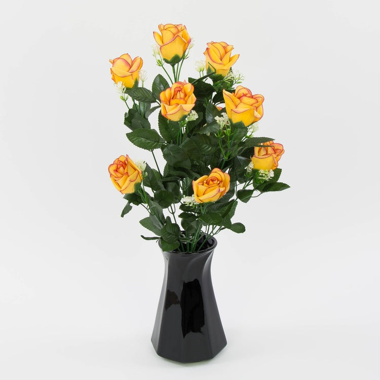 Ruusu silmukimppu x 9 Dk. Keltainen/vaaleanpunainen reuna - Tekokukat.fi