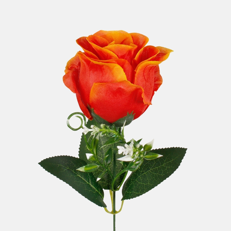 Ruusu tekokukka oranssi/keltainen reuna - Tekokukat.fi