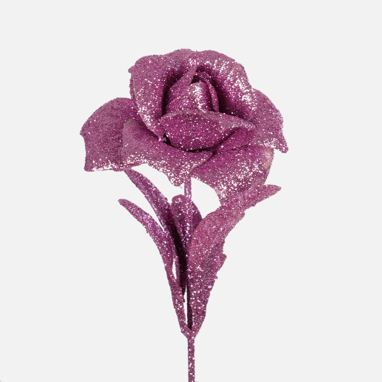 Ruusu glitterillä Violetti - Tekokukat.fi