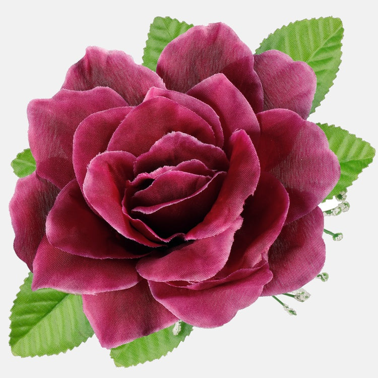 Ruusu lehtineen Burgundia - Tekokukat.fi