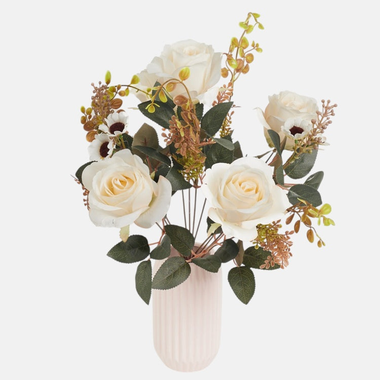 Ruusukimppu Valkoinen - Tekokukat.fi