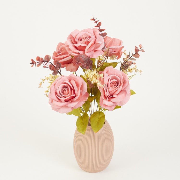 Rosafarbener künstlicher Rosenstrauß 47 cm