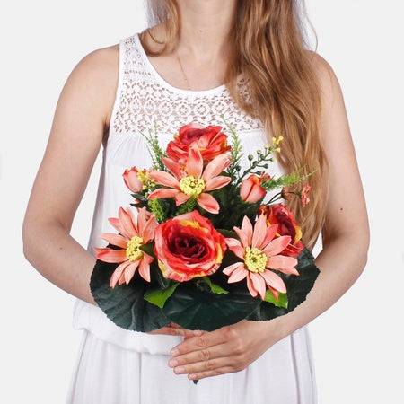 Ruusu / Dahlia tekokukkakimppu sekoitus 1