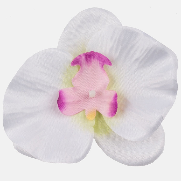 Satiini orkidea Valkoinen/vihreä/vaaleanpunainen keskus - Tekokukat.fi