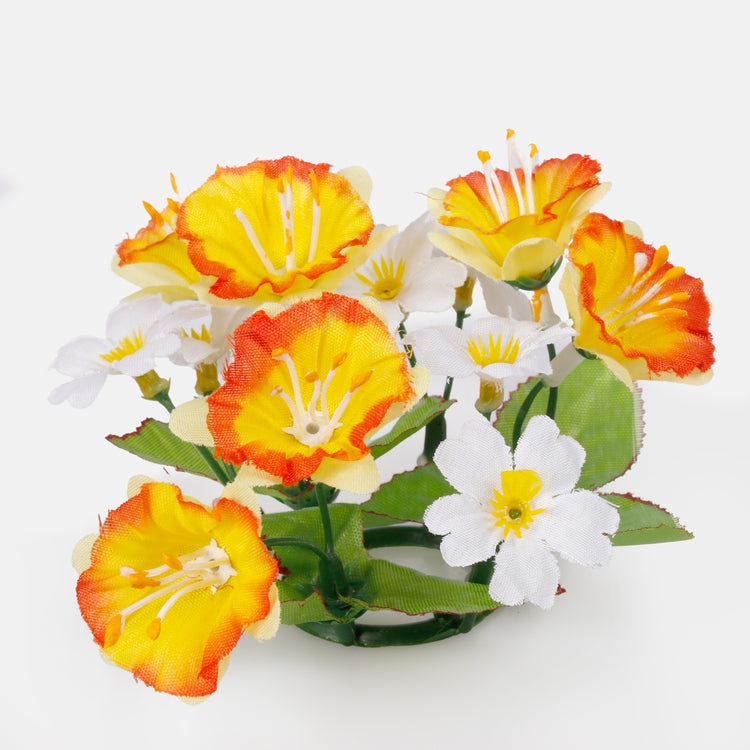 Künstliche Blumenarrangement Narzisse und Vergissmeinnicht gelb-orange-weiß Ø12 cm