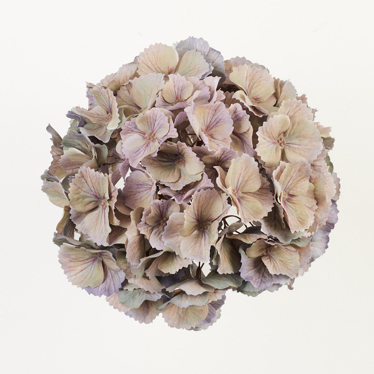 Syksyinen/vaaleanpunainen/vihreä/violetti tekohortensian kukkapää, 21 cm