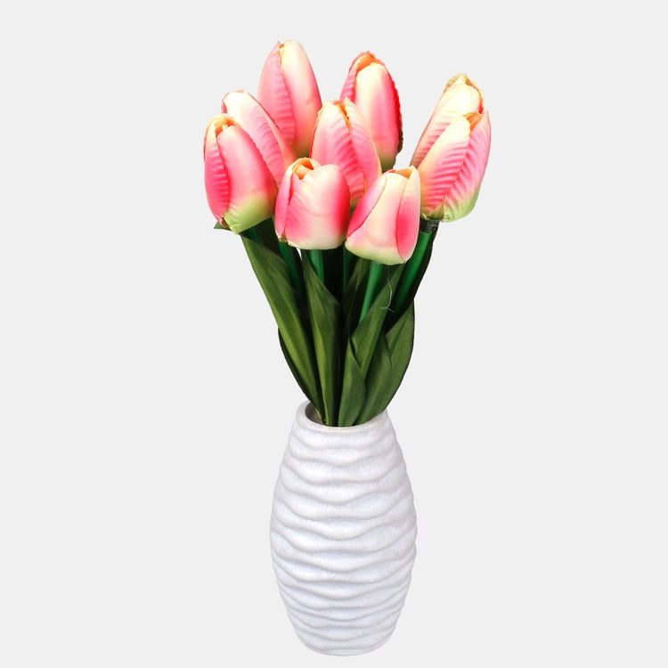 Tulppaanikimppu x 9 tekokukkakimppu kauneus/persikka - Tekokukat.fi