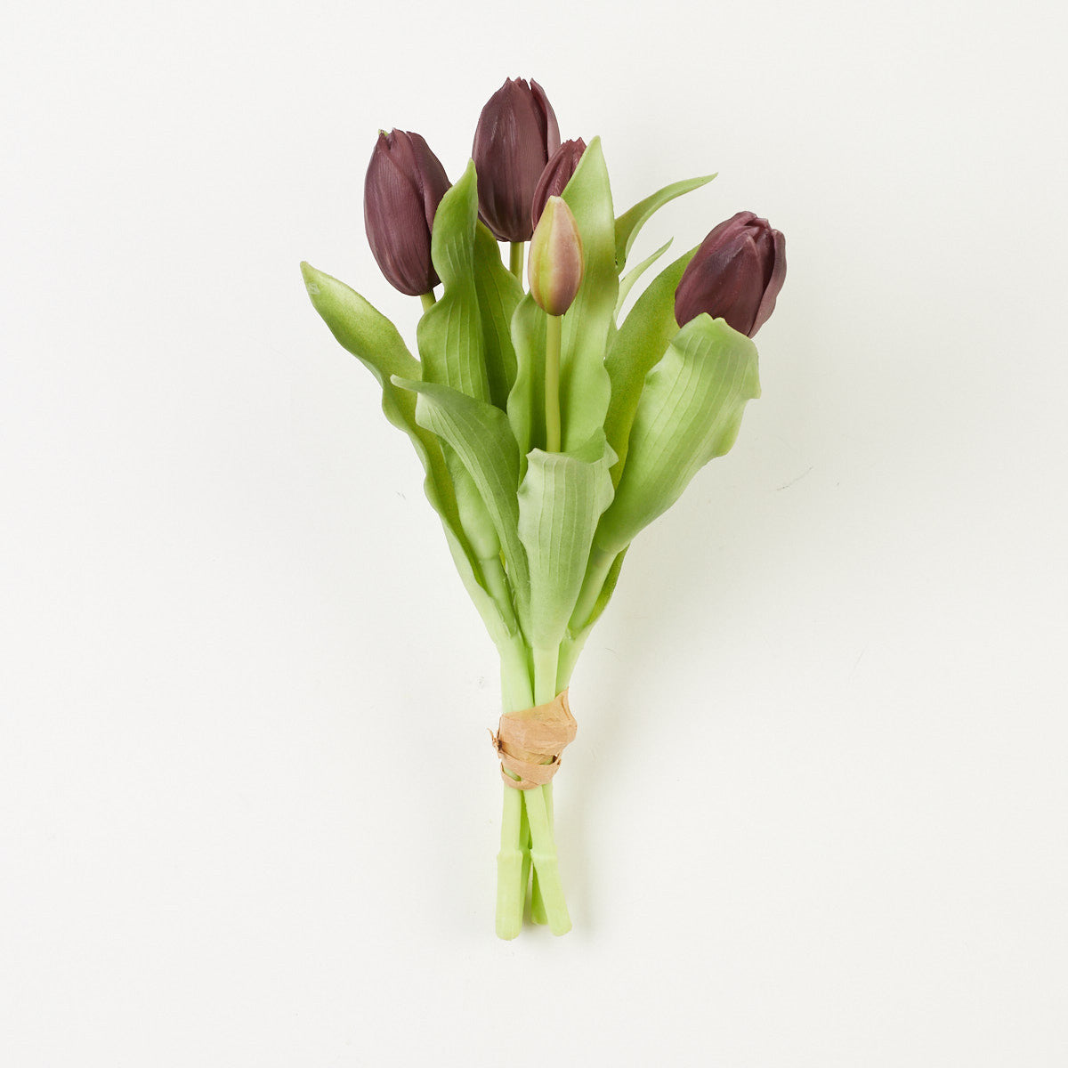 Tumma violetti tekotulppaanin kimppu, silikoni, 30 cm