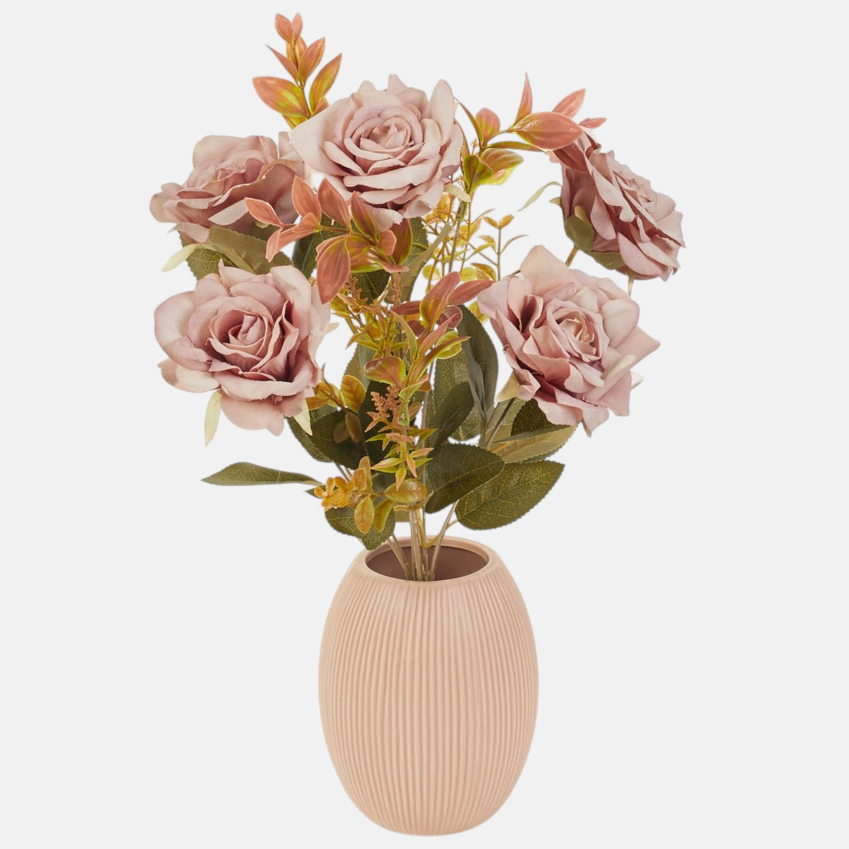 Vaaleanpunainen tekoruusun kimppu, 47 cm