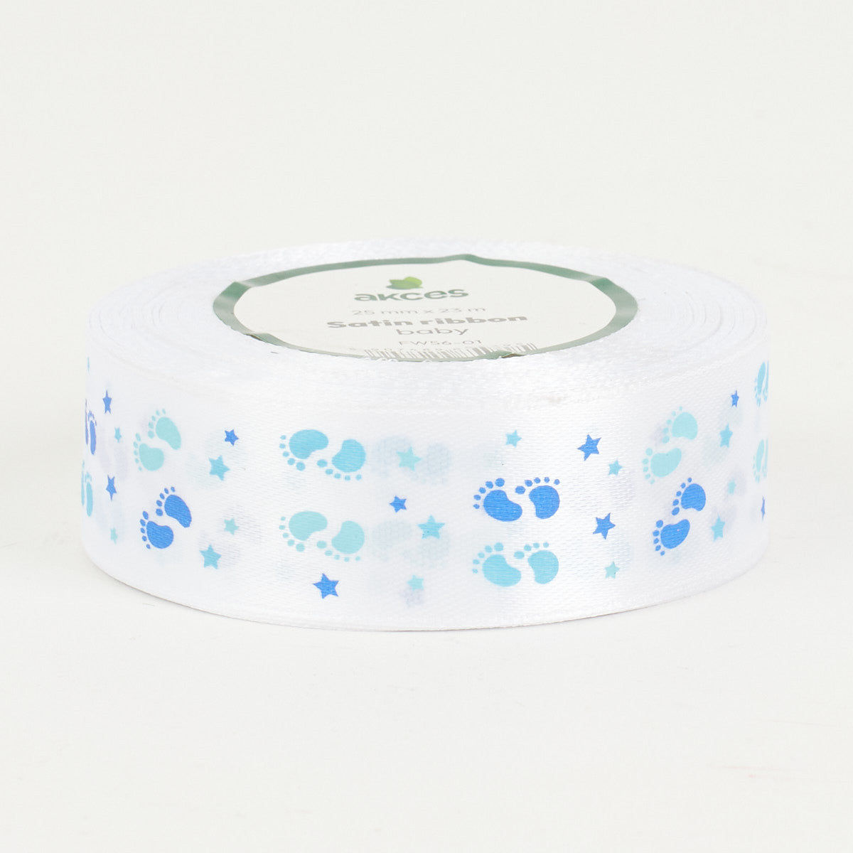 Valkoinen/vaalea/sininen/sininen koristenauha, satiini, 25mm
