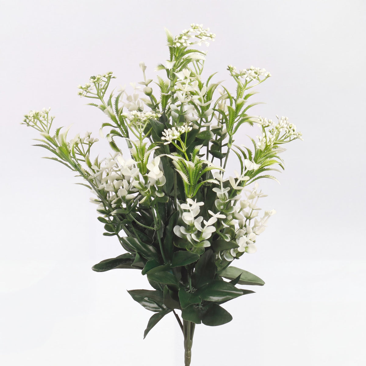 Valkoinen/vihreä tekokukkakimppu, 44 cm