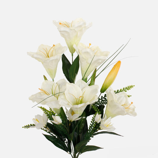 Amaryllis x 6 tekokukkakimppu kermainen/vihreä - Tekokukat.fi